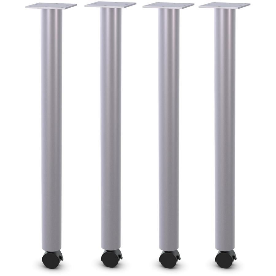 Lorell Relevance Tabletop Post Legs - 1" x 2"27.8" , 2" Caster - Material: Steel - Finish: Gray. Picture 2