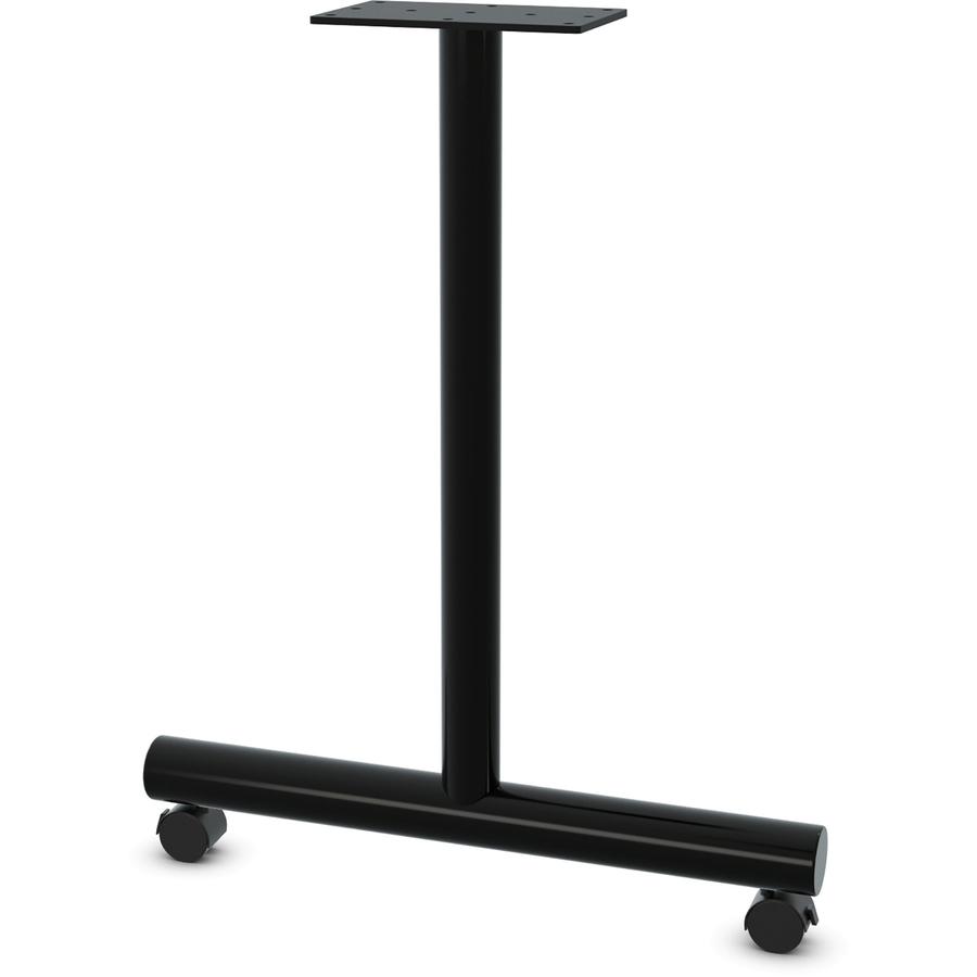Lorell Tabletop Wheeled T-Leg Base - 27.8" , 2" Caster - Material: Tubular Steel - Finish: Black. Picture 2