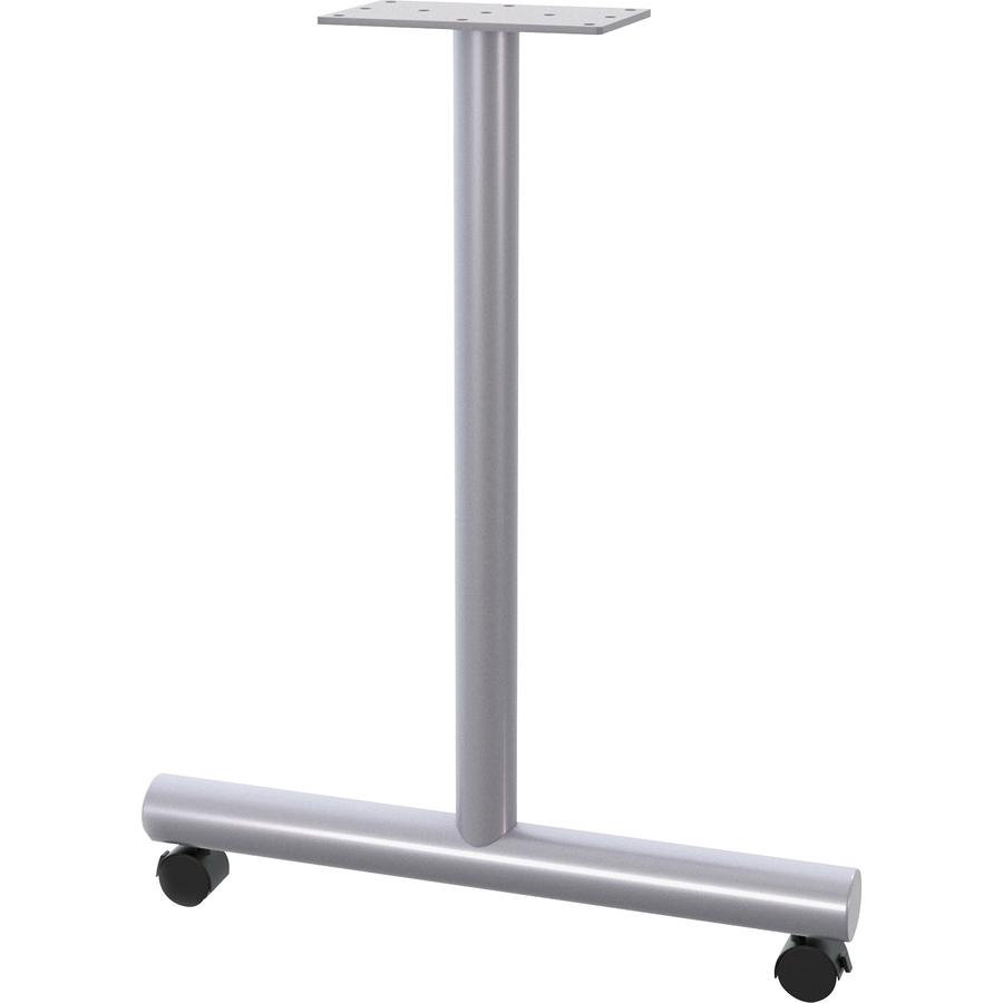 Lorell Tabletop Wheeled T-Leg Base - 27.8" , 2" Caster - Material: Tubular Steel - Finish: Gray. Picture 2