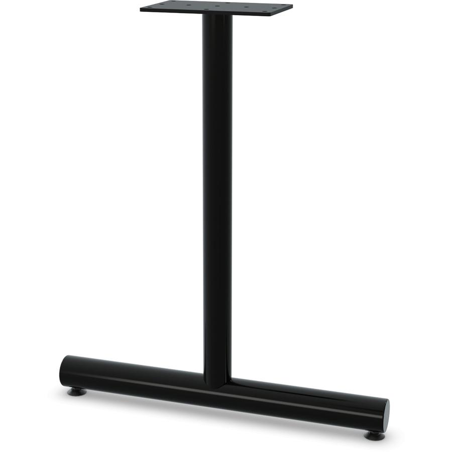 Lorell Tabletop T-Leg Base with Glides - 27.8" x 2" - Material: Tubular Steel - Finish: Black. Picture 2