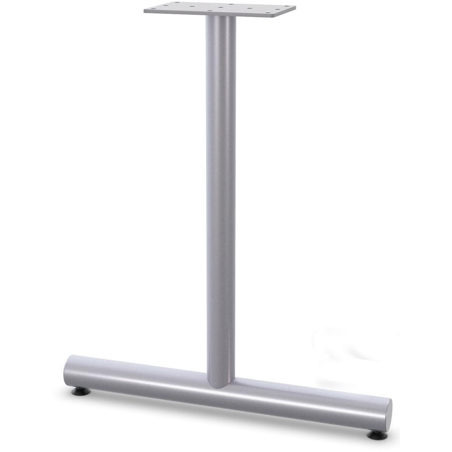 Lorell Tabletop T-Leg Base with Glides - 27.8" x 2" - Material: Tubular Steel - Finish: Gray. Picture 2