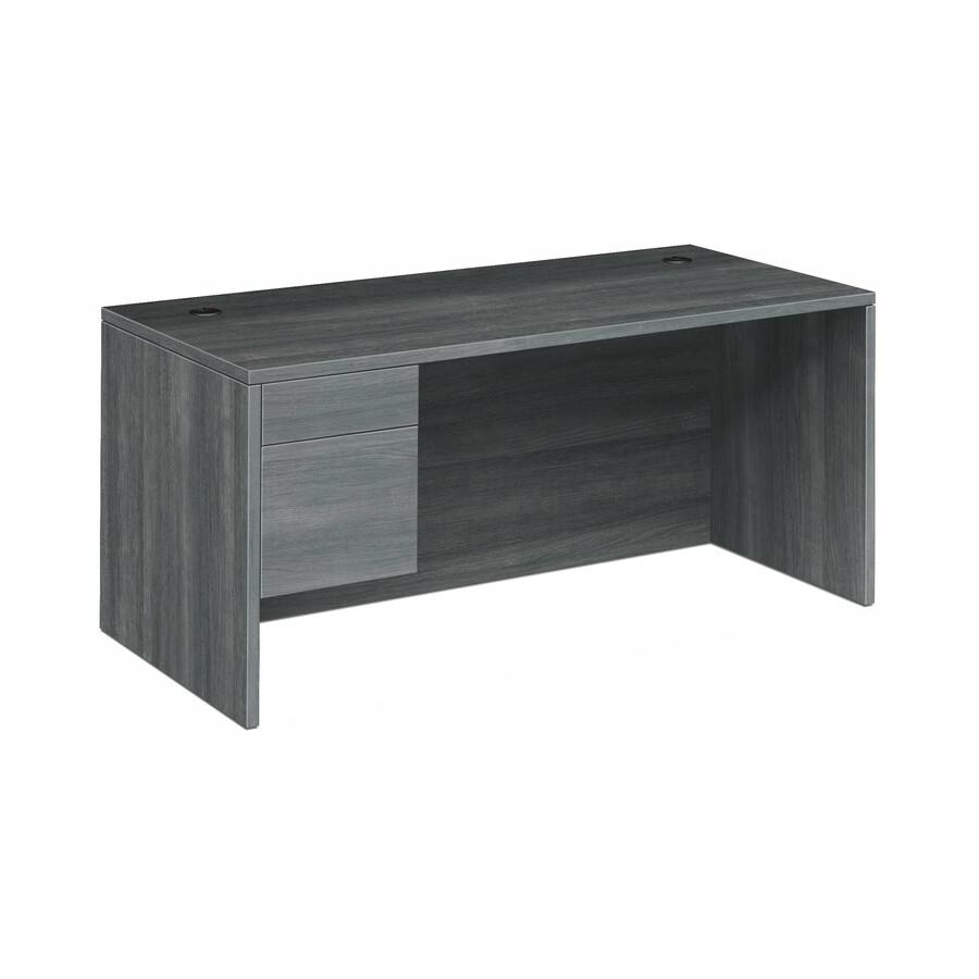 HON 10500 H10584L Pedestal Desk - 66" x 30"29.5" - 2 x Box, File Drawer(s)Left Side - Finish: Sterling Ash. Picture 3