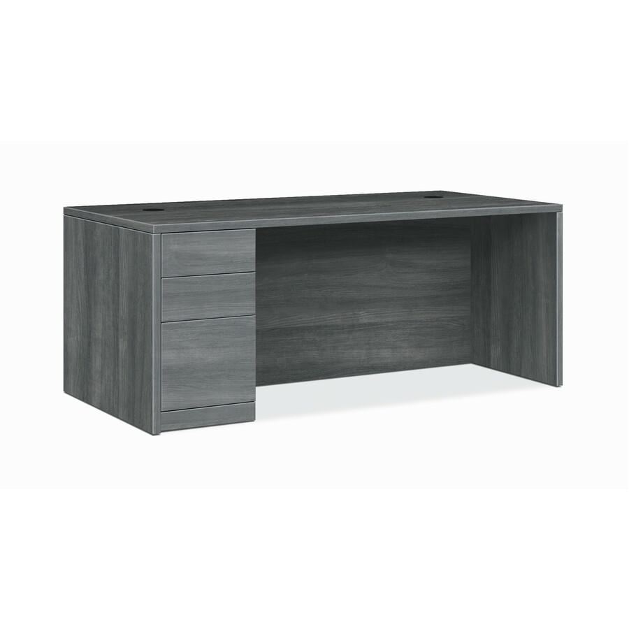 HON 10500 H105896L Pedestal Desk - 72" x 36"29.5" - 3 x Box, File Drawer(s)Left Side - Finish: Sterling Ash. Picture 3