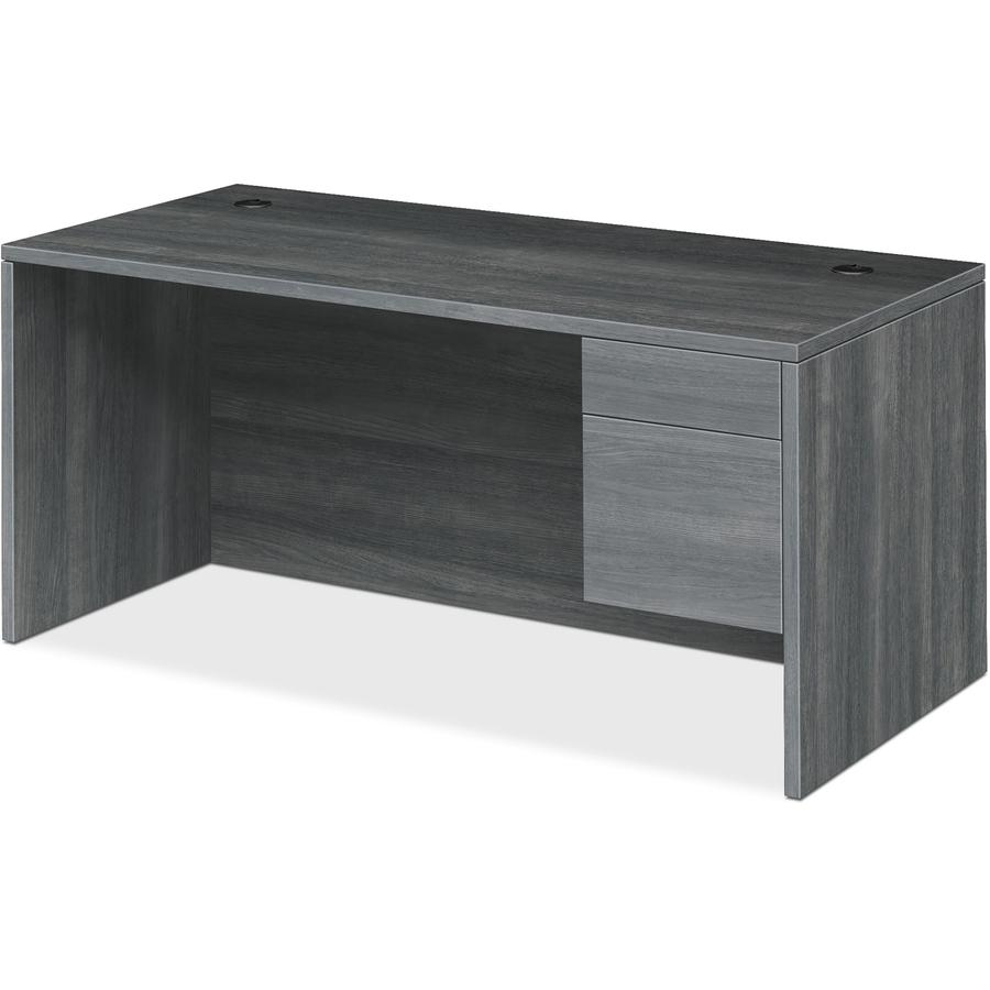 HON 10500 H10585R Pedestal Desk - 72" x 36"29.5" - 2 x Box, File Drawer(s)Right Side - Finish: Sterling Ash. Picture 3
