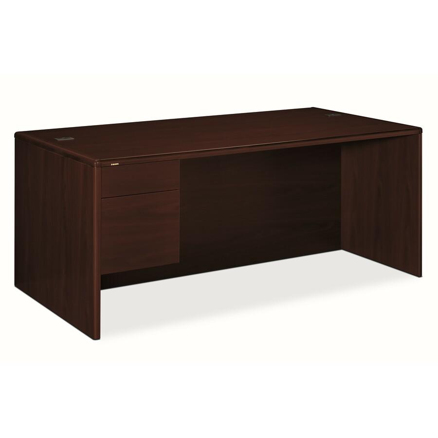 HON 10700 H10786L Pedestal Credenza - 72" x 36" x 29.5" - 2 x Box Drawer(s), File Drawer(s)Left Side - Waterfall Edge - Finish: Mahogany. Picture 2