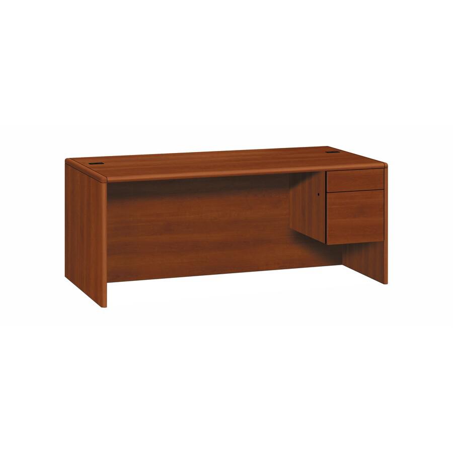 HON 10700 H10785R Pedestal Credenza - 72" x 36" x 29.5" - 2 x Box Drawer(s), File Drawer(s)Right Side - Waterfall Edge - Finish: Cognac. Picture 2