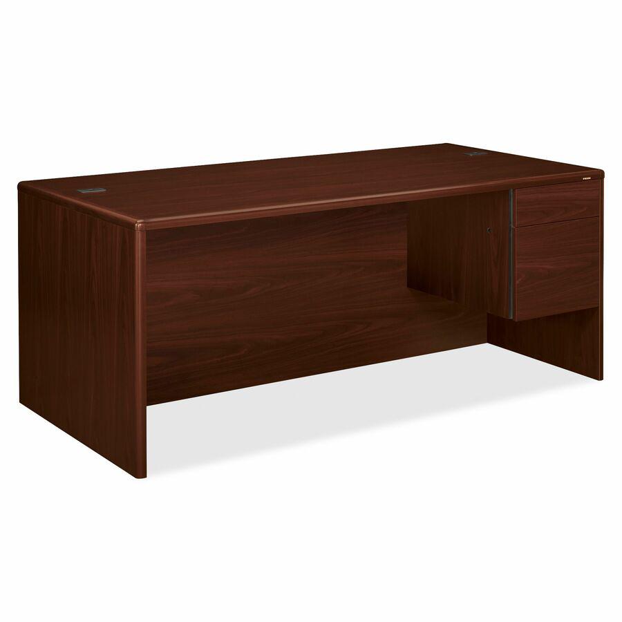 HON 10700 H10785R Pedestal Credenza - 72" x 36" x 29.5" - 2 x Box Drawer(s), File Drawer(s)Right Side - Waterfall Edge - Finish: Mahogany. Picture 2