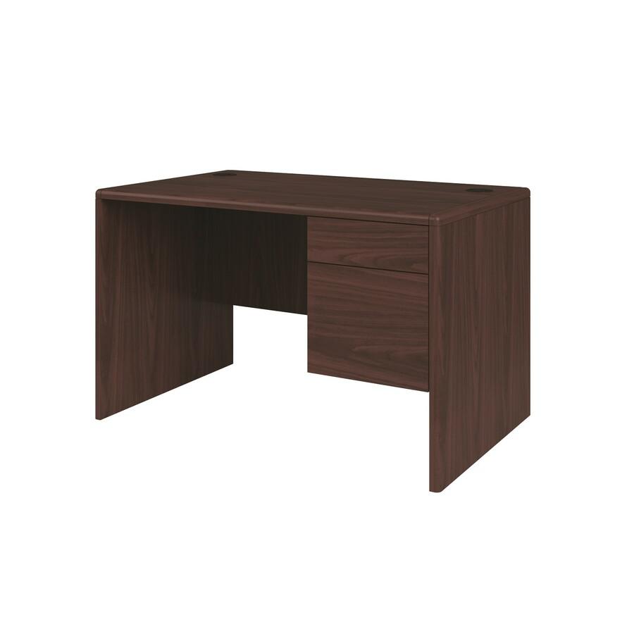 HON 10700 H107885R Desk - 48" x 30"29.5" - 2 x Box, File Drawer(s)Right Side - Waterfall Edge - Finish: Mahogany. Picture 3