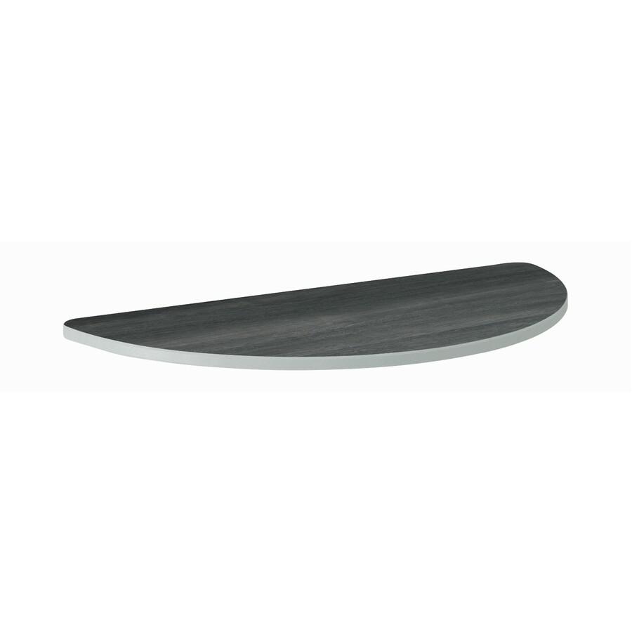 HON Build Series Half-round Tabletop - Half Round Top - 25" to 34" Adjustment x 60" Width x 30" Depth - Sterling Ash. Picture 3