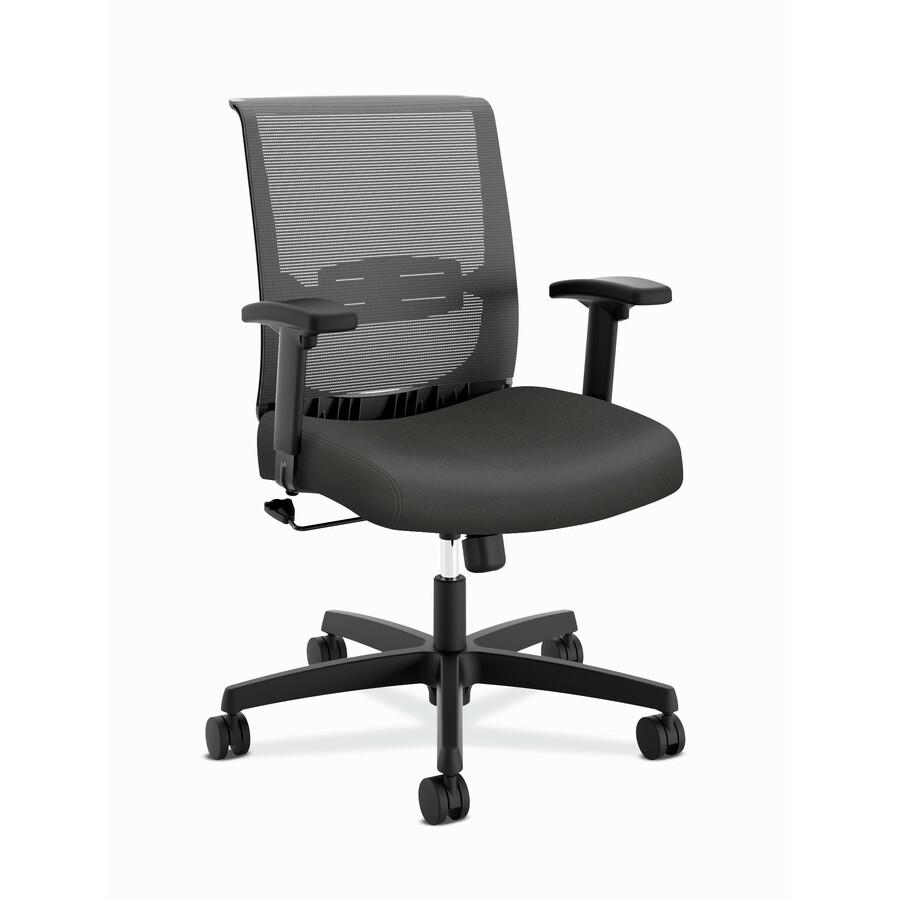 HON Convergence Chair - Iron Ore Fabric Seat - Black Mesh Back - Black Frame - 5-star Base - Iron Ore. Picture 2