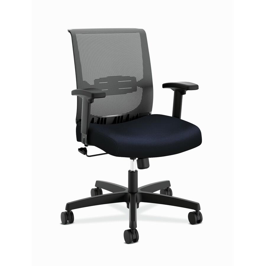 HON Convergence Chair - Navy Fabric Seat - Black Mesh Back - Black Frame - 5-star Base - Navy. Picture 2