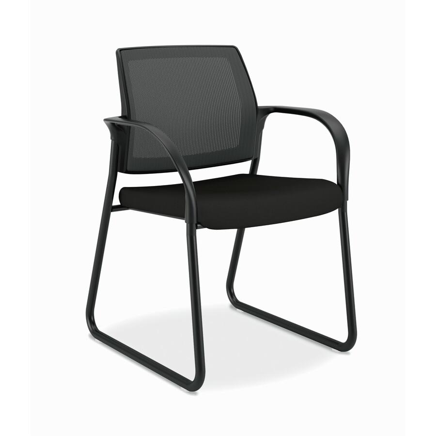 HON Ignition Chair - Black Fabric Seat - Black Mesh Back - Black Steel Frame - Sled Base - Black - Armrest. Picture 2