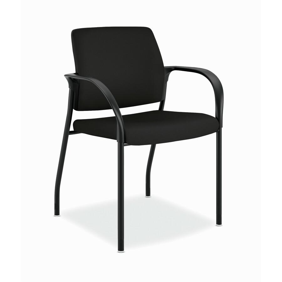 HON Ignition Chair - Black Fabric Back - Black Steel Frame - Black - Armrest. Picture 2