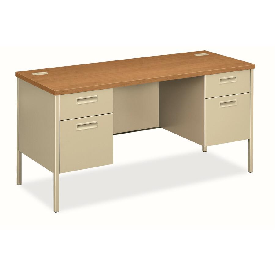 HON Metro Classic HP3231 Credenza Pedestal Base - 60" x 24" x 29.5" - 4 x Box Drawer(s), File Drawer(s) - Double Pedestal - Square Edge - Finish: Harvest, Putty. Picture 2