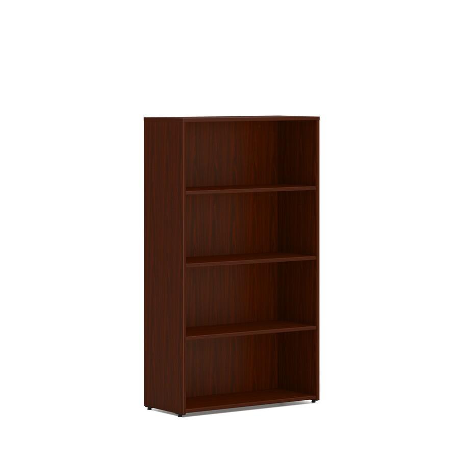 HON Mod HLPLBC3013B4 Book Case - 30" x 13"53" - 4 Shelve(s) - 2 Adjustable Shelf(ves) - Finish: Mahogany - Adjustable Shelf, Durable, Laminated, Scratch Resistant, Spill Resistant, Stain Resistant. Picture 3