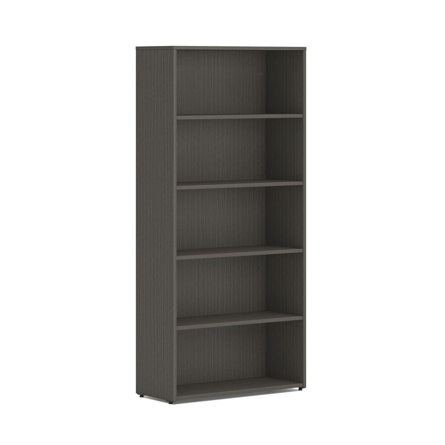 HON Mod HLPLBC3013B5 Book Case - 30" x 13"65" - 5 Shelve(s) - 3 Adjustable Shelf(ves) - Finish: Slate Teak - Adjustable Shelf, Durable, Laminated, Scratch Resistant, Spill Resistant, Stain Resistant. Picture 2