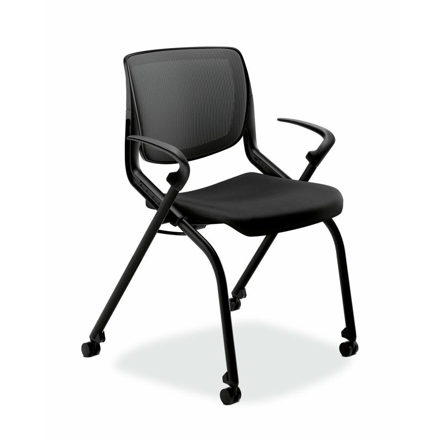 HON Motivate Chair - Black Fabric Seat - Black Back - Textured Black Reinforced Resin Frame - Black - Armrest. Picture 6