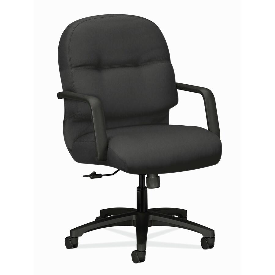HON Pillow-Soft Chair - Iron Ore Seat - Iron Ore Fabric Back - Black Frame - Mid Back - 5-star Base - Black. Picture 2