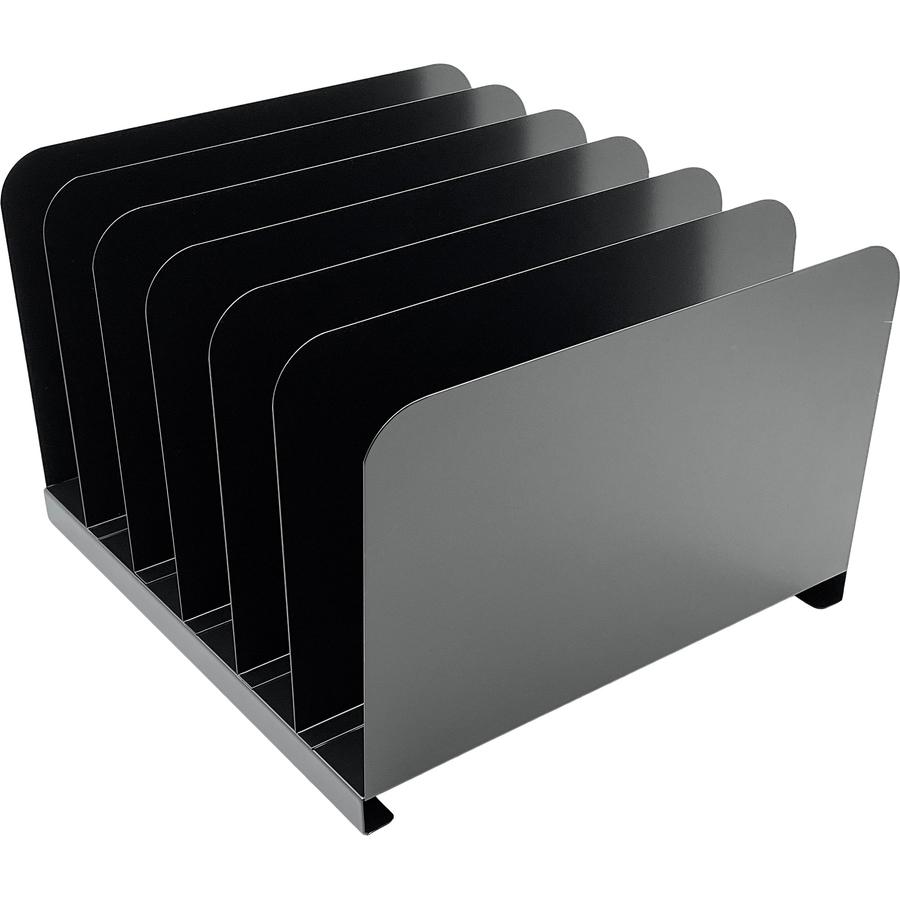 Huron Vertical Desk Organizer - 6 Compartment(s) - Vertical - 8" Height x 11" Width x 12" Depth - Durable - Black - Steel - 1 Each. Picture 4