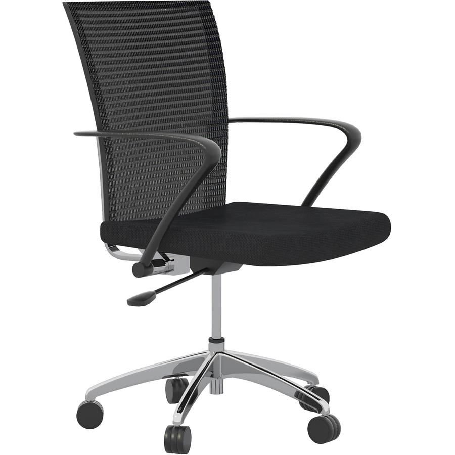 Safco Training Height-Adjustable Task Chair - Fabric, Wood Seat - Steel Frame - High Back - 5-star Base - Black - Armrest - 1 / Box. Picture 3