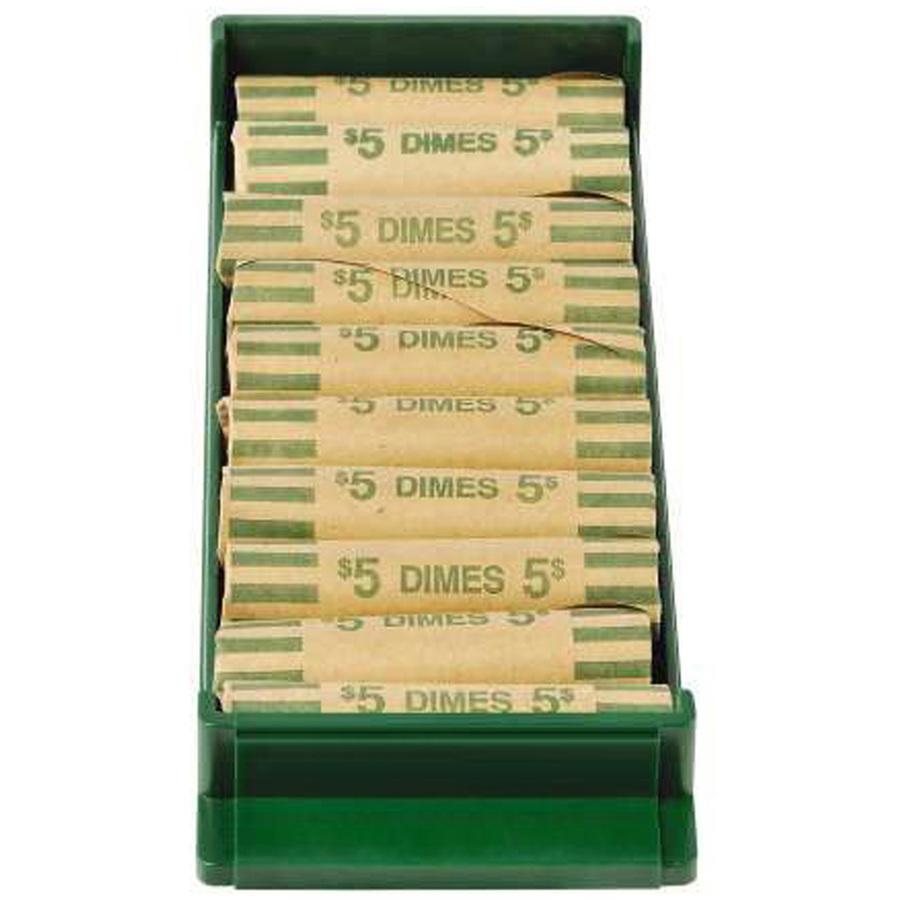 ControlTek Coin Trays for Dimes - Stackable - 1 x Coin Tray10 Coin Compartment(s) - Green - Plastic. Picture 2
