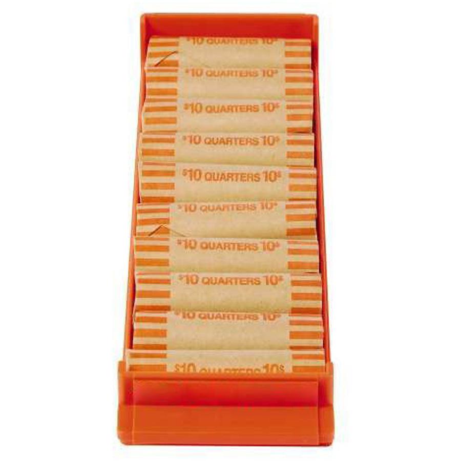ControlTek Coin Trays for Quarters - Stackable - 1 x Coin Tray10 Coin Compartment(s) - Orange - Plastic. Picture 2