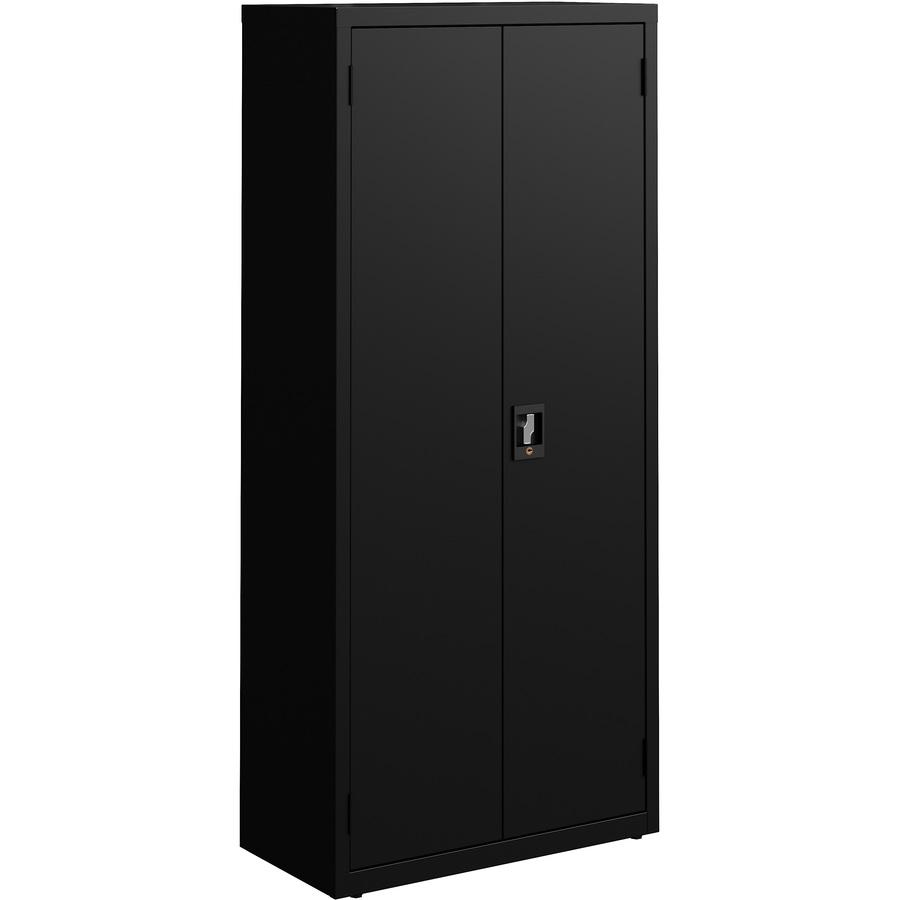 Lorell Slimline Storage Cabinet - 30" x 15" x 66" - 4 x Shelf(ves) - 720 lb Load Capacity - Durable, Welded, Nonporous Surface, Recessed Handle, Removable Lock, Locking System - Black - Baked Enamel -. Picture 4