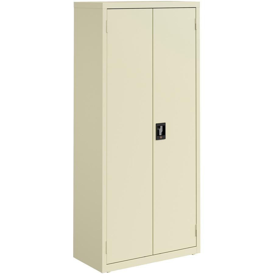 Lorell Fortress Series Slimline Storage Cabinet - 30" x 15" x 66" - 4 x Shelf(ves) - 720 lb Load Capacity - Durable, Welded, Nonporous Surface, Recessed Handle, Removable Lock, Locking System - Putty . Picture 6