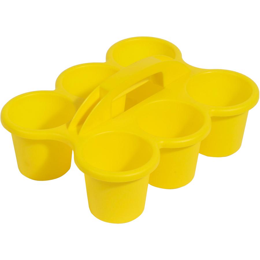 Deflecto Antimicrobial Kids 6 Cup Caddy - 6 Compartment(s) - 5.3" Height x 12.1" Width x 9.6" Depth - Lightweight, Portable, Antimicrobial, Easy to Clean, Handle, Stackable, Mildew Resistant - Yellow . Picture 4
