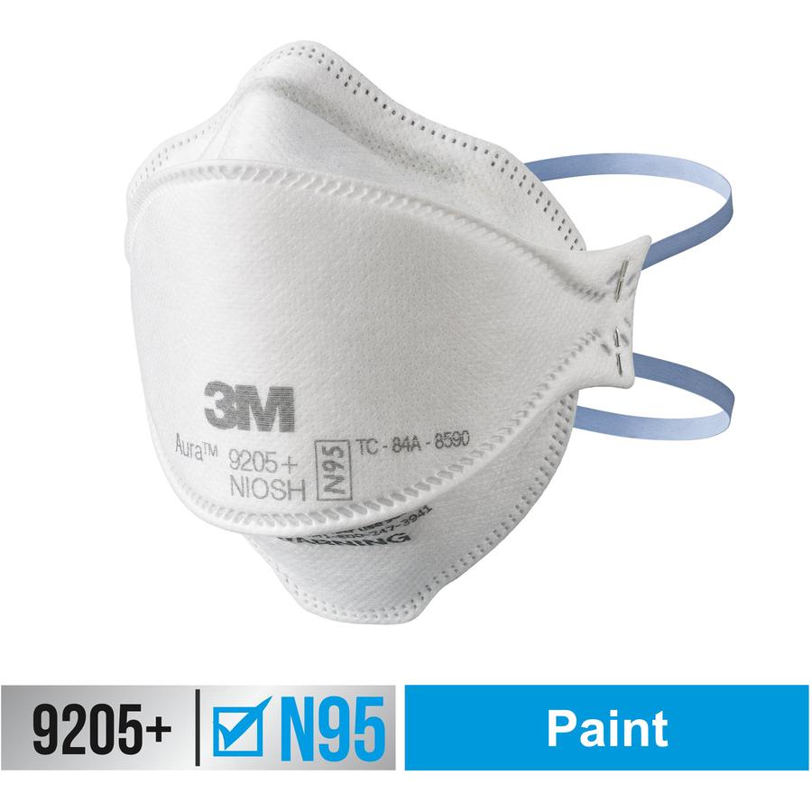 3M Aura N95 Particulate Respirator 9205 - Recommended for: Face - Adult Size - Airborne Particle, Dust, Contaminant, Fog Protection - White - Lightweight, Soft, Comfortable, Adjustable Nose Clip, Disp. Picture 10