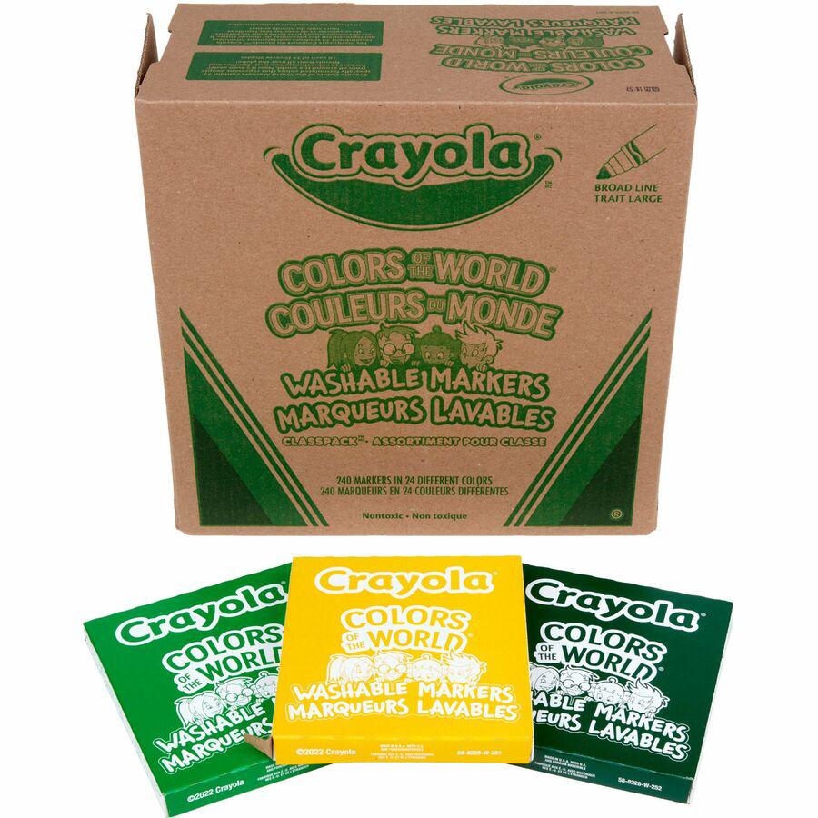 Crayola Multicultural Colors Washable Markers - Broad Marker Point - Assorted, Almond, Gold, Rose - 240 / Pack. Picture 7