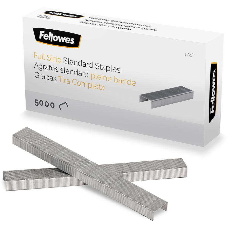 Fellowes ¼" Full Strip of Staples 5000pk - 1/4" - for Paper - Silver5000 Pack. Picture 2