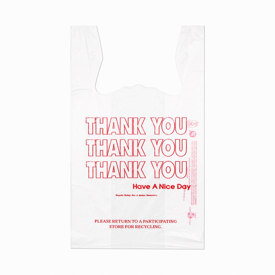 Inteplast T-Shirt Bags - 11.50" Width x 21" Length - 0.49 mil (13 Micron) Thickness - White - Plastic - 900/Carton - Shopping, Shirt. Picture 2