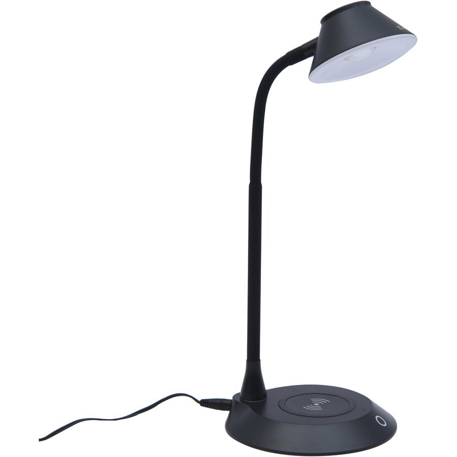 Data Accessories Company MP-323 LED Desk Lamp - 5 W LED Bulb - Adjustable Brightness, Qi Wireless Charging, Flicker-free, Glare-free Light, Dimmable, Touch Sensitive Control Panel, Flexible Neck - Des. Picture 3