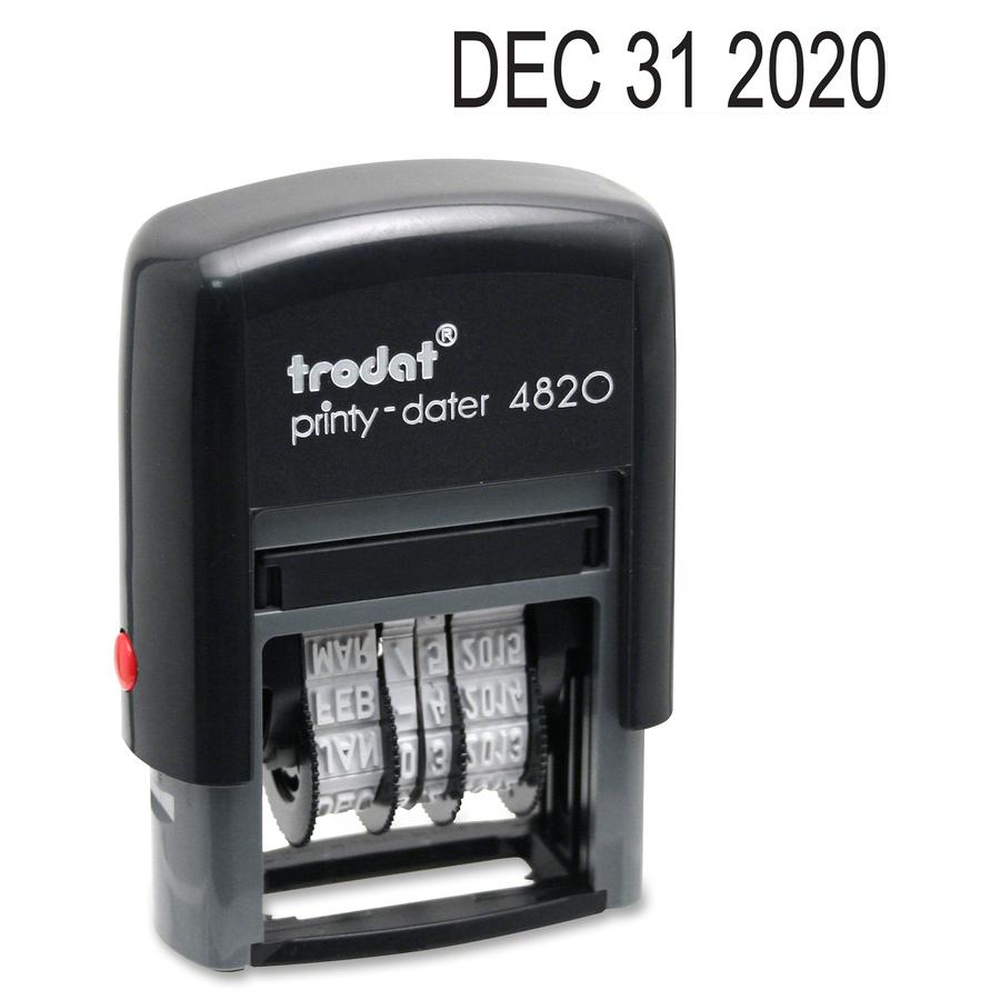 Trodat Date Only Stamp - Date Stamp - 0.38" Impression Width x 1.62" Impression Length - 10000 Impression(s) - Black - Recycled - 1. Picture 2