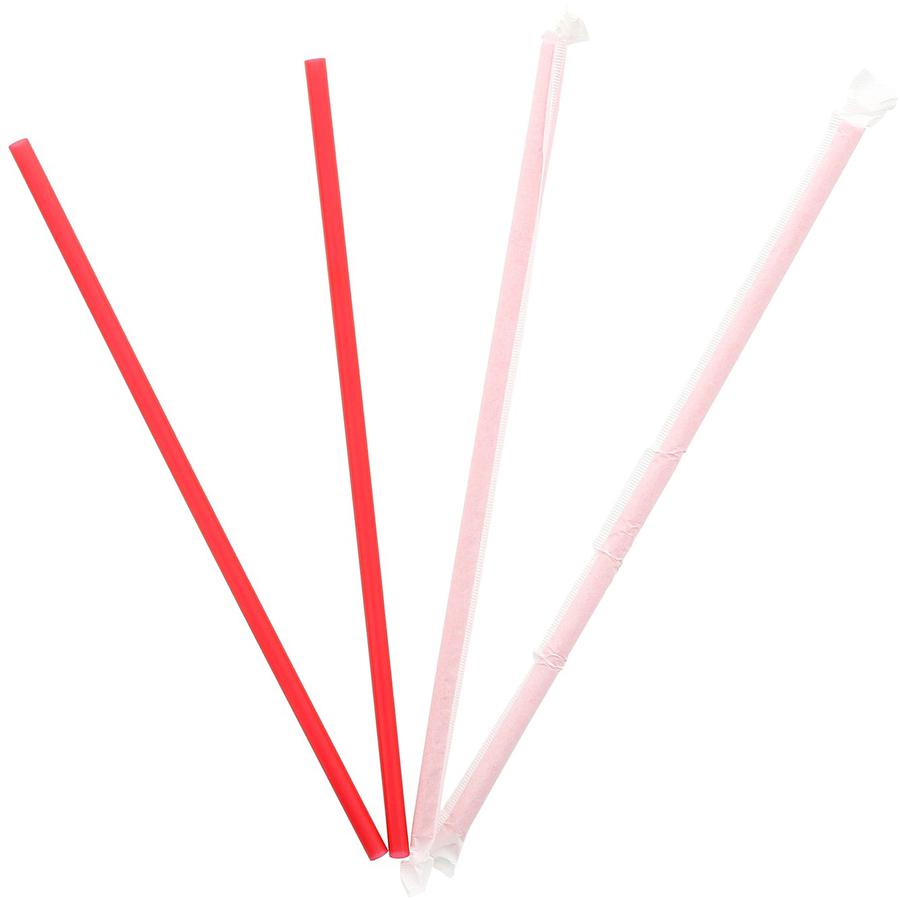 Banyan Giant Red Straws - Wrapped - 10.3" Length - 1200 / Carton - Red. Picture 7