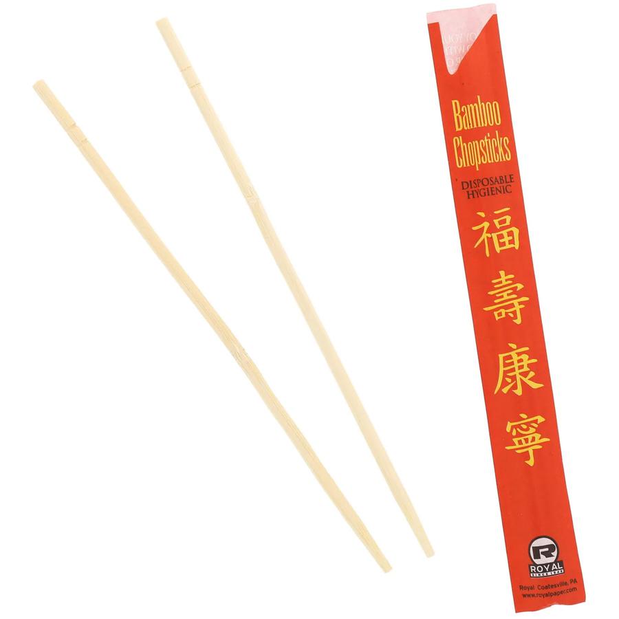 AmerCare Royal 9" Bamboo Chopsticks - 1000/Carton - Chopsticks - Red, Natural. Picture 3