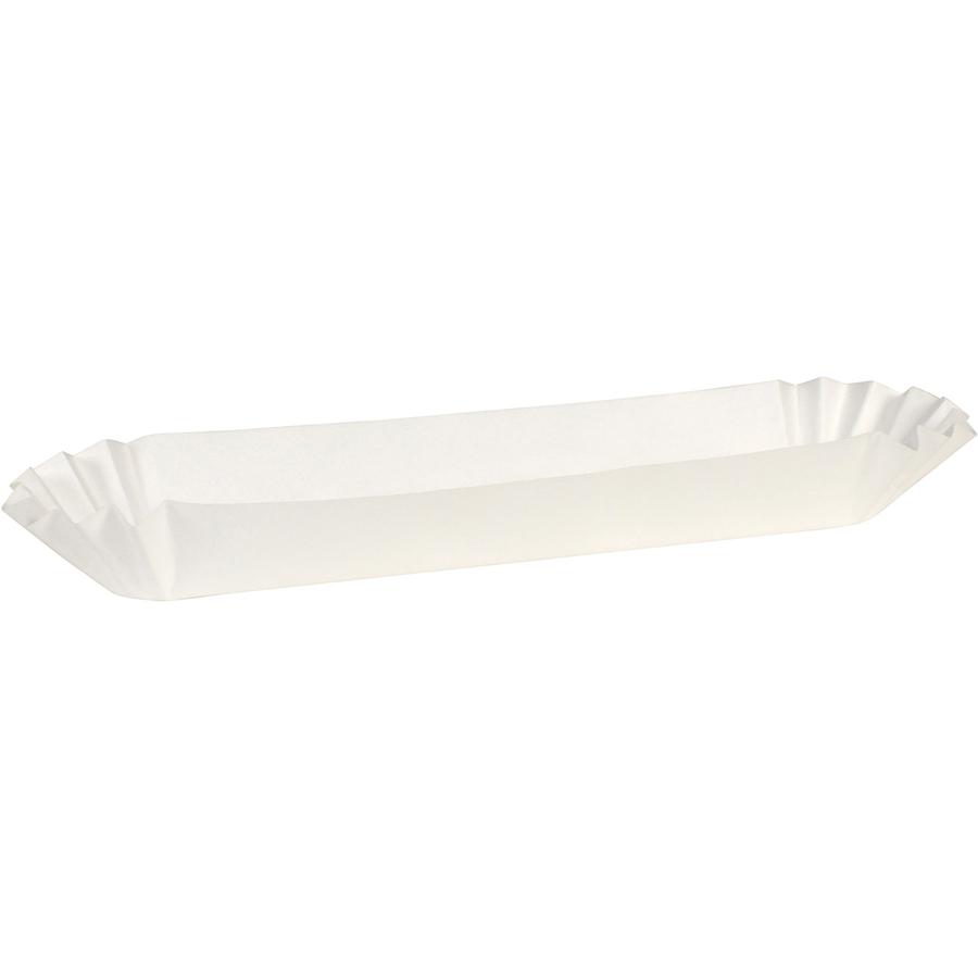 SEPG Hoffmaster 10" Fluted Hot Dog Trays - Serving - Disposable - White - Paper Body - 3000 Carton. Picture 2