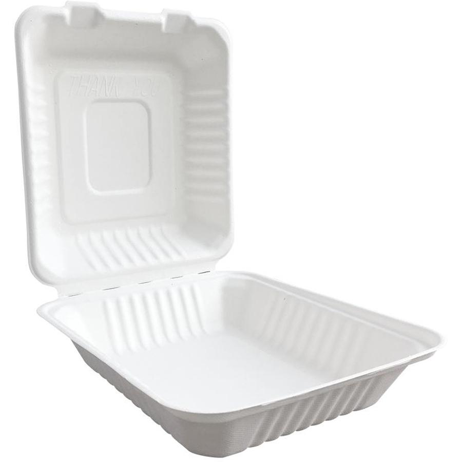 SEPG BE-FC88 Hinged Container - Food, Sandwich - Microwave Safe - Bagasse Body - 200 / Carton. Picture 2