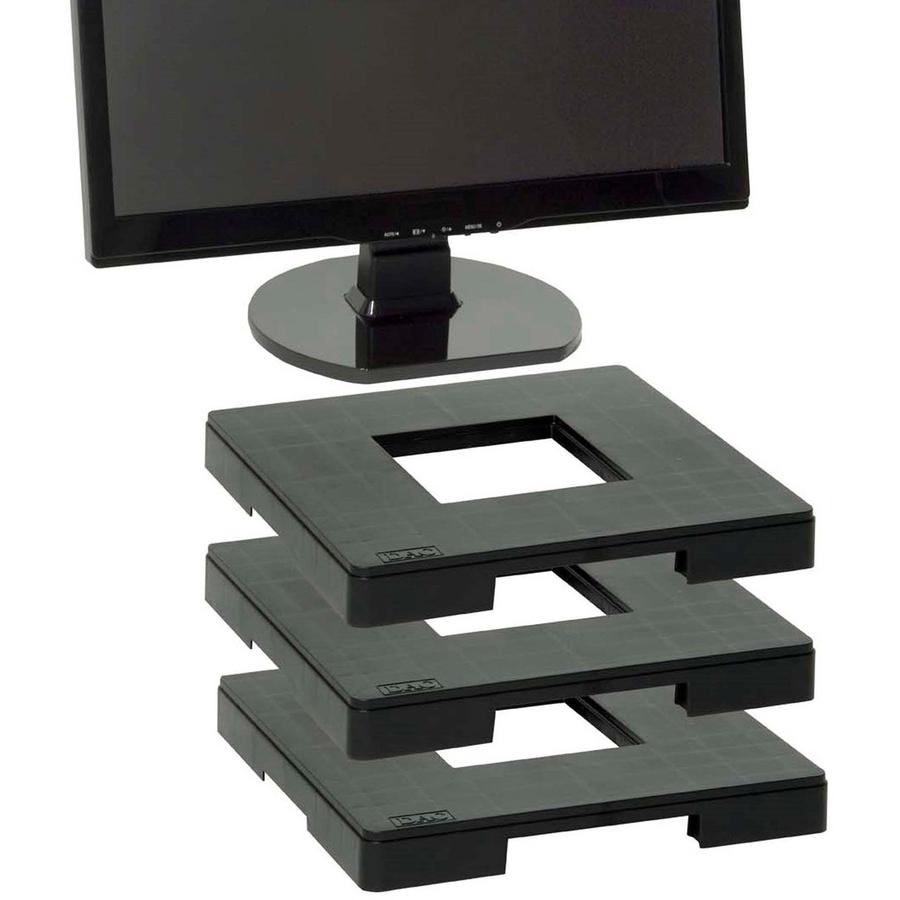 Data Accessories Company MP-106 Ergo Monitor Riser Block - 77 lb Load Capacity - 1.3" Height x 12" Width x 12" Depth - Black - TAA Compliant. Picture 2