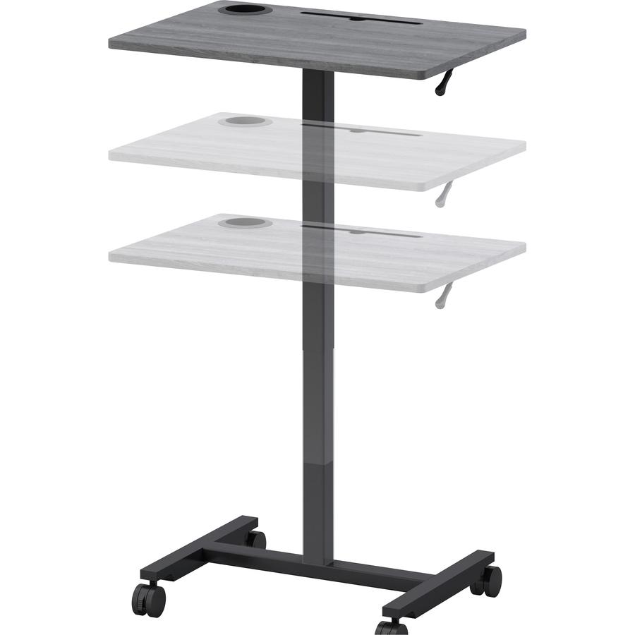 Lorell Height-adjustable Mobile Desk - Weathered Charcoal Laminate Top - Powder Coated Base - 43" Height x 26.63" Width x 19.13" Depth - Assembly Required. Picture 2