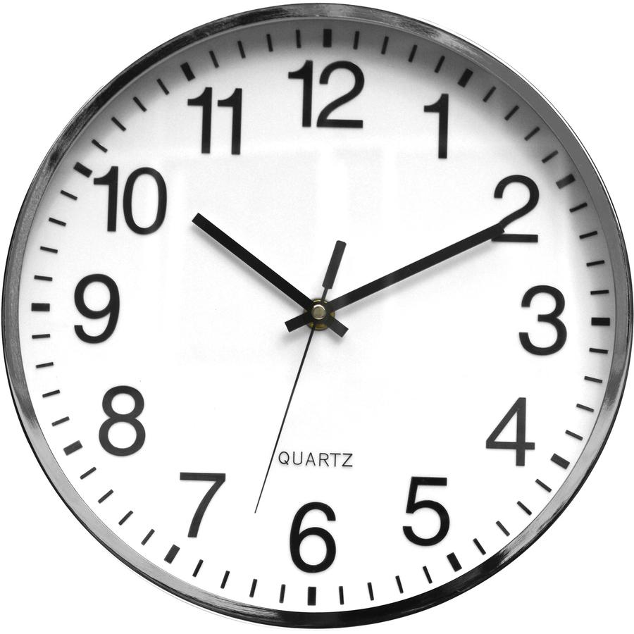 Victory Light Silent Chrome Wall Clock - Chrome/Wood Case, White. Picture 2