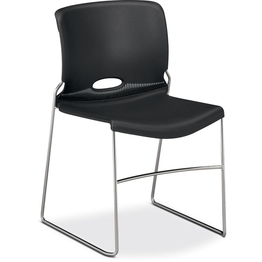 HON 4040 Series High Density Olson Stacker Chair - Onyx Plastic Seat - Onyx Plastic Back - Chrome Steel Frame - 4 / Carton. Picture 10