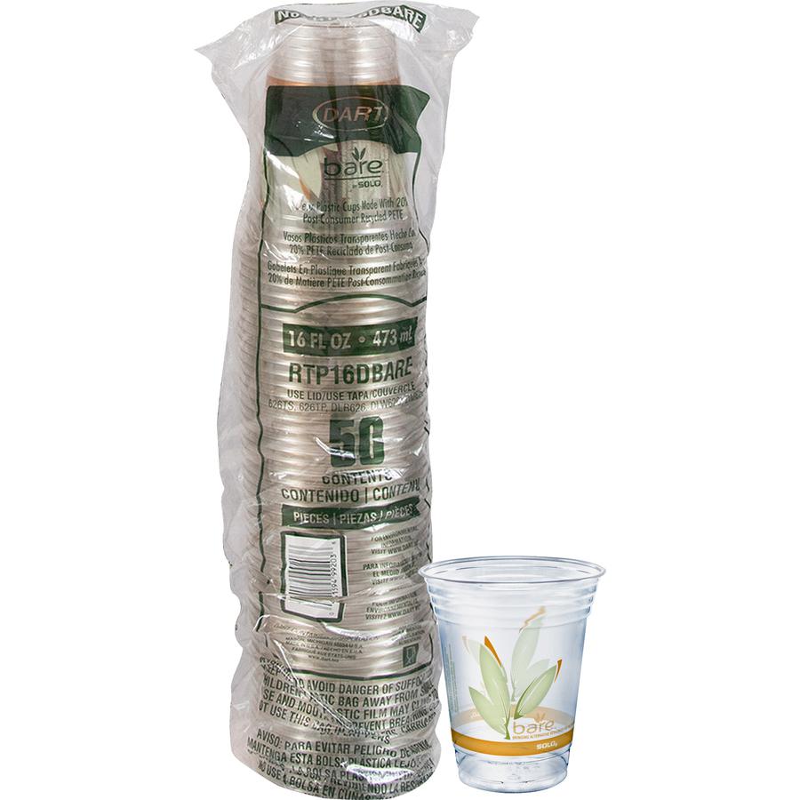 Solo Bare Eco-Forward 16 oz Cold Cups - 50 / Pack - Clear - Paper - Cold Drink, Iced Coffee, Beer, Smoothie, Beverage - Recycled. Picture 2