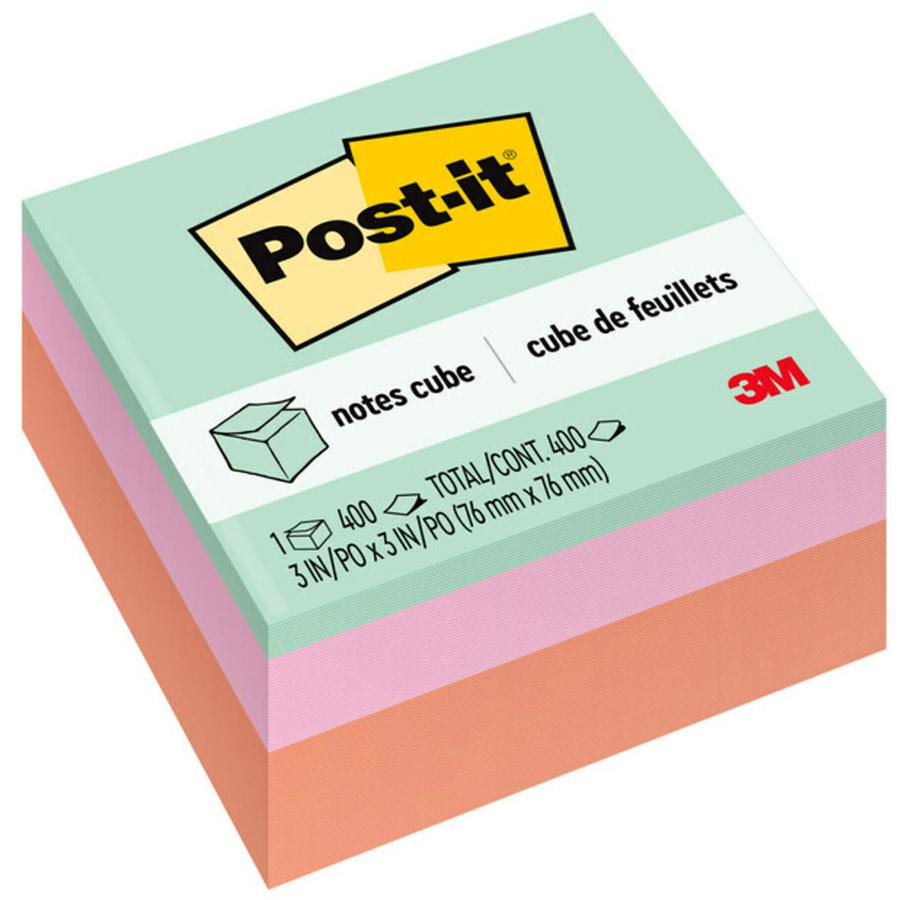 Post-it&reg; Super Sticky Notes Cubes - 3" x 3" - Square - 400 Sheets per Pad - Multicolor - Sticky, Adhesive - 1 Each. Picture 5