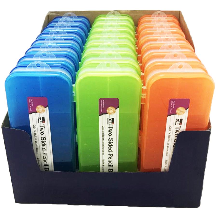 CLI Double-sided Pencil Boxes - 1.5" Height x 8.5" Width x 3.5" Depth - Double Sided - Assorted - 24 / Display Box. Picture 9