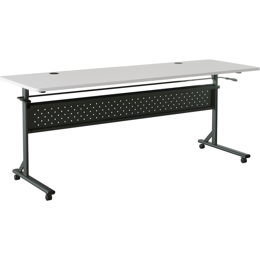Lorell Shift 2.0 Flip and Nesting Mobile Table - Laminated Rectangle Top - 72" Table Top Length x 24" Table Top Width x 1" Table Top Thickness - 29.50" HeightAssembly Required - Gray - 1 Each. Picture 18