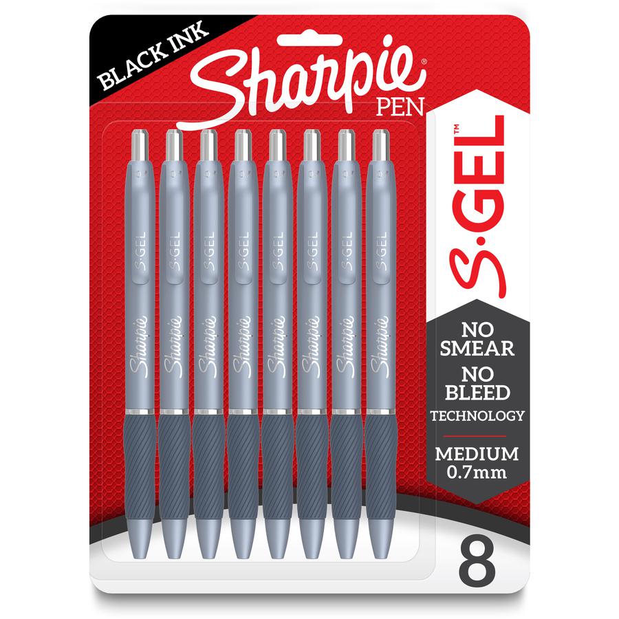 Sharpie S-Gel Pens - Medium Pen Point - 0.7 mm Pen Point Size - Black Gel-based Ink - Fashion Blue Metal Barrel - 8 / Pack. Picture 4