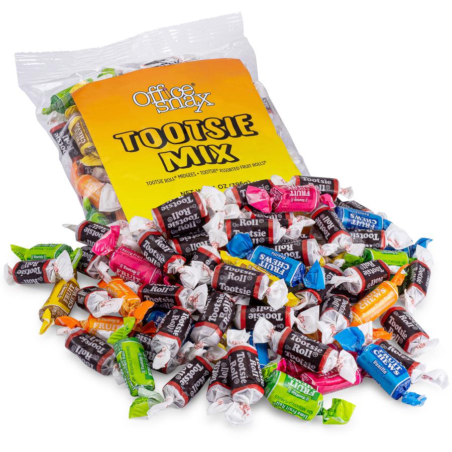 Office Snax Tootsie Roll Assortment - Original, Lime, Cherry, Lemon, Vanilla, Orange - Individually Wrapped - 14 oz - 1 Each. Picture 3