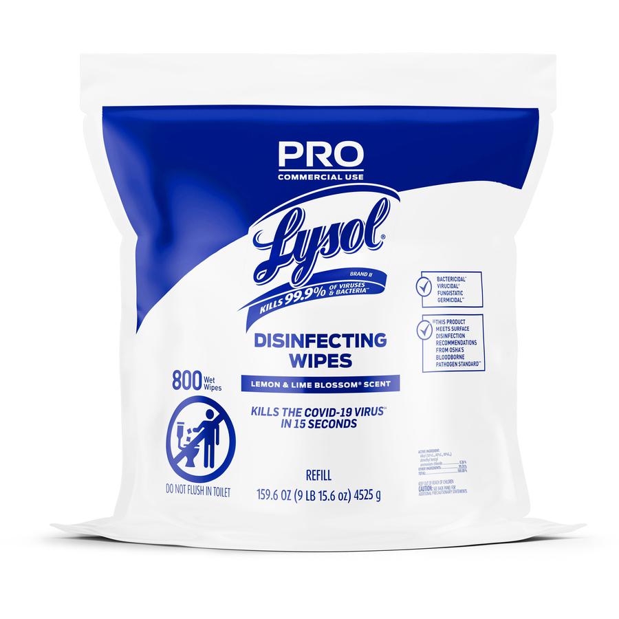Lysol Professional Disinfecting Wipes Bucket Refill - Ready-To-Use Wipe - Lemon & Lime Blossom Scent - 800 Each - White. Picture 8
